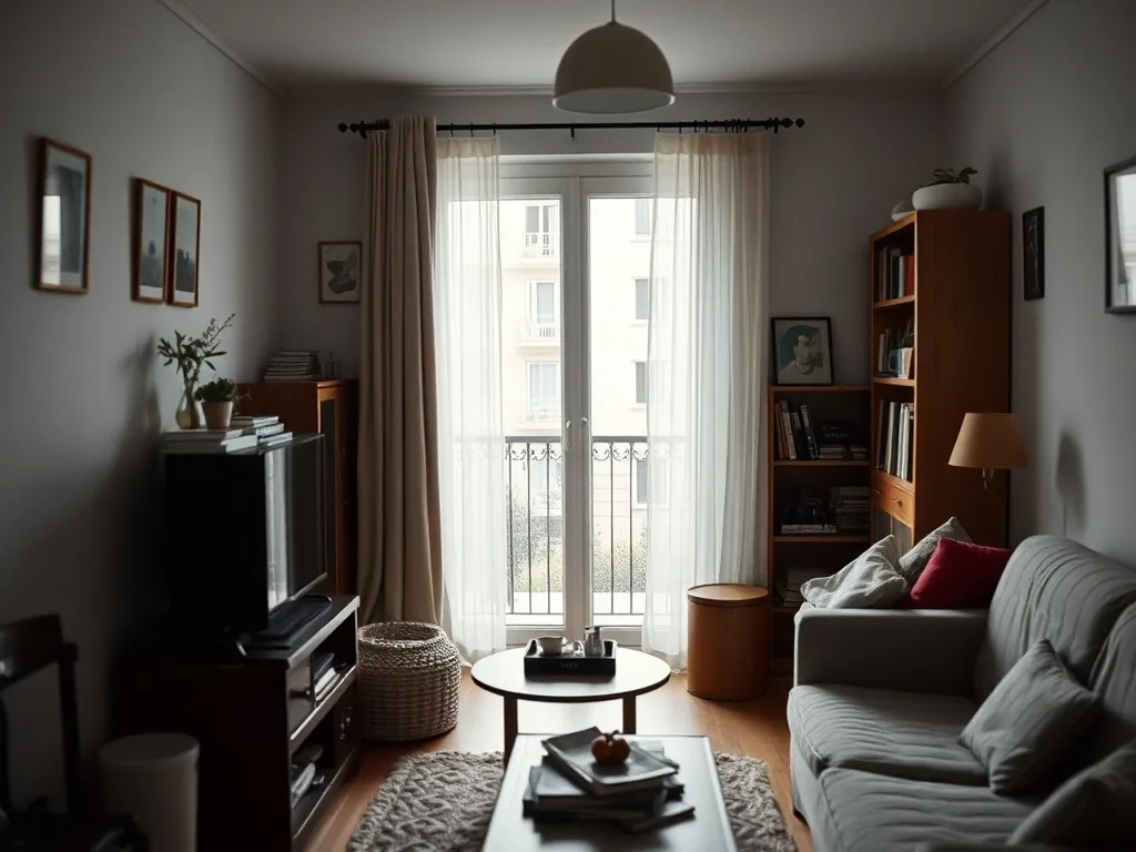 Unité extérieure de pompe à chaleur installée sur un balcon d'appartement, intégrée dans un coffrage insonorisé, avec vue