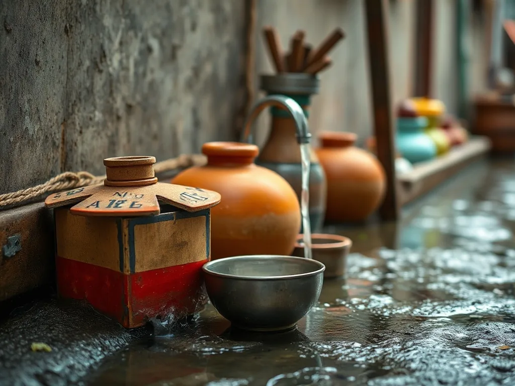 Schéma d'un système de filtration d'eau de pluie avec filtres à sable et charbon actif